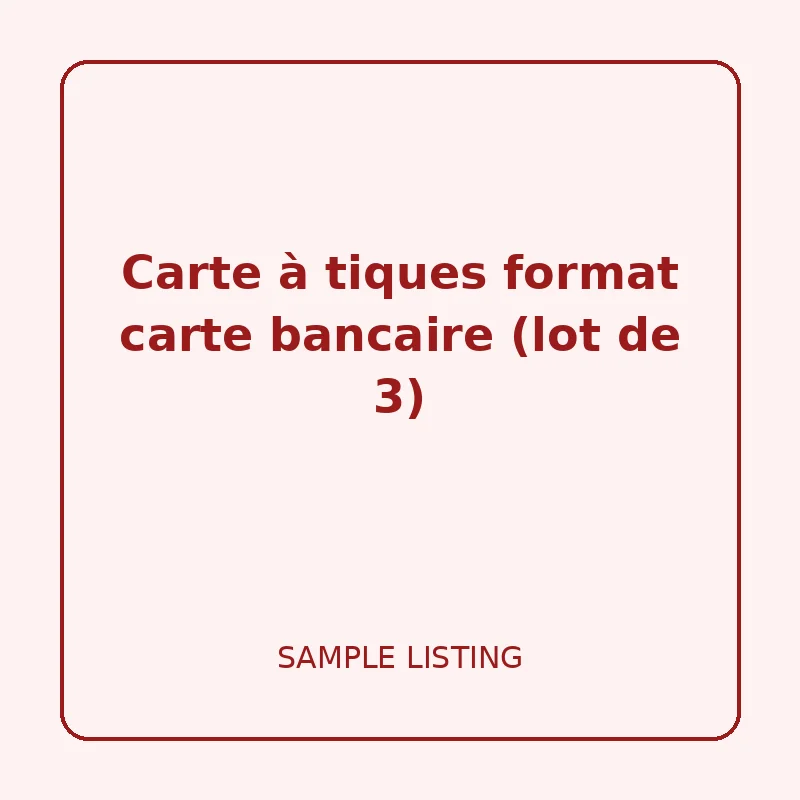 Carte à tiques format carte bancaire (lot de 3) - Sample Pocket